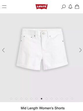 Levi's White Mid-Length Denim Shorts with Cuffed Hem